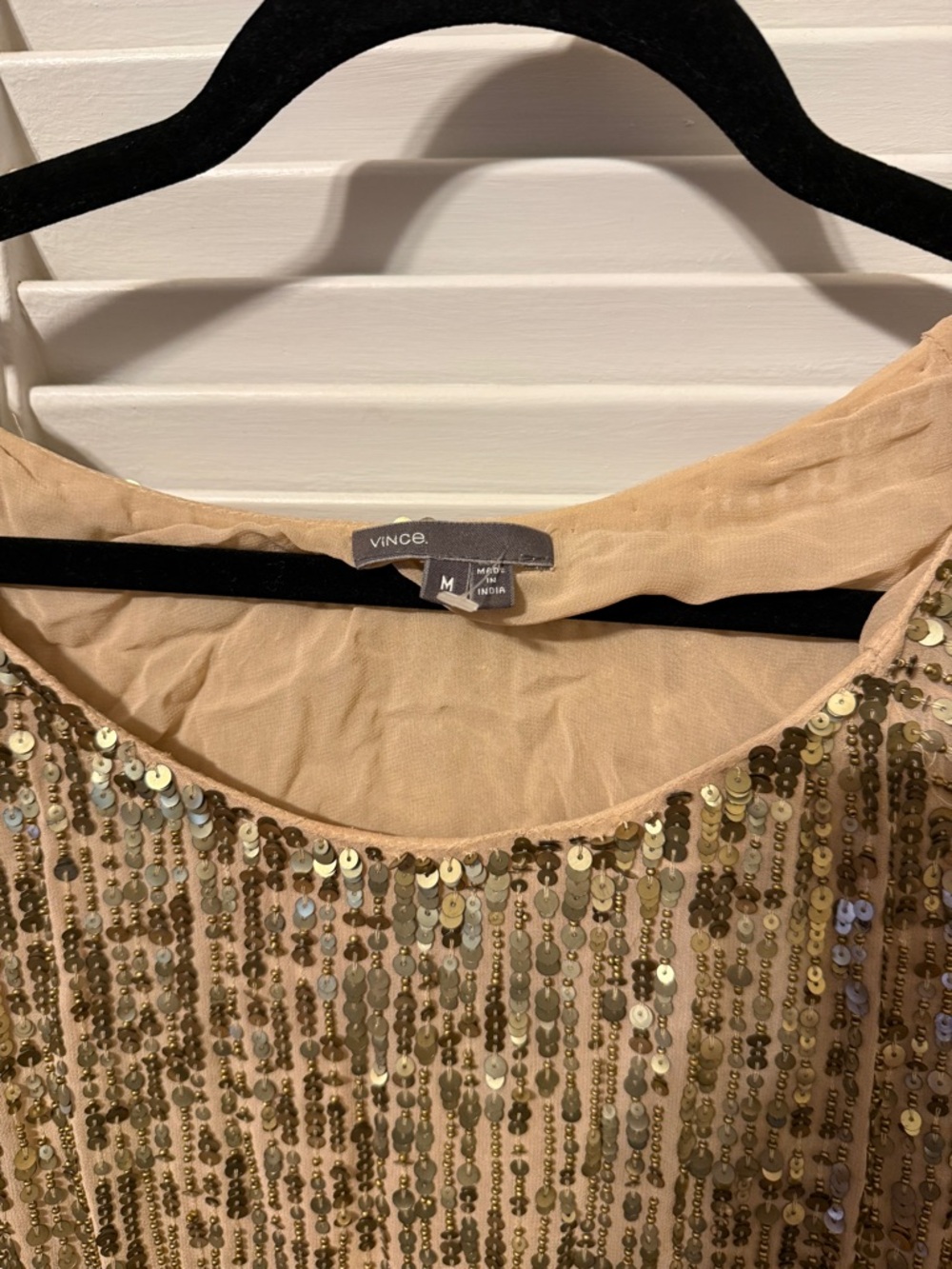 Vince Champagne Sequin Scoop Neck Top